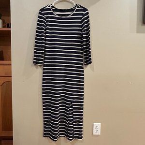 Blue and White Stripped Midi Dress